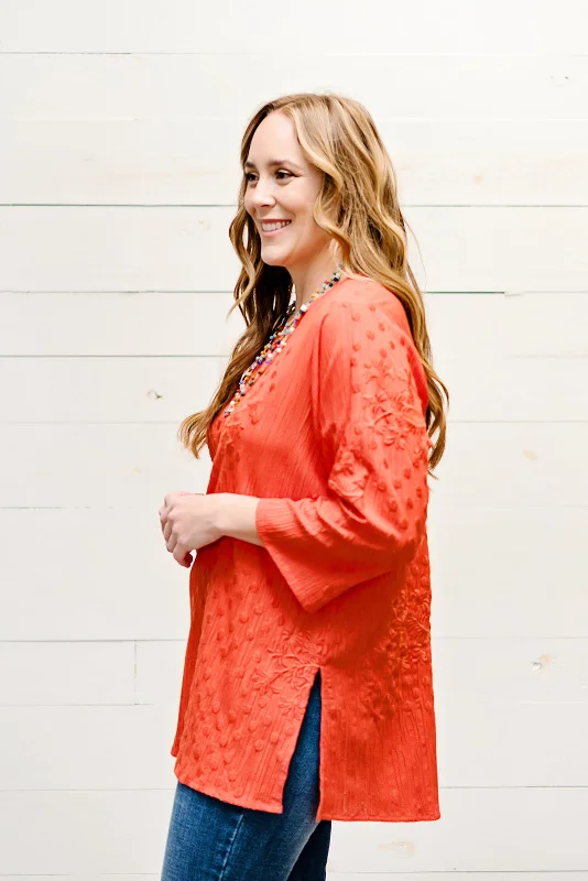 3/4 Sleeve V-neck Tunic