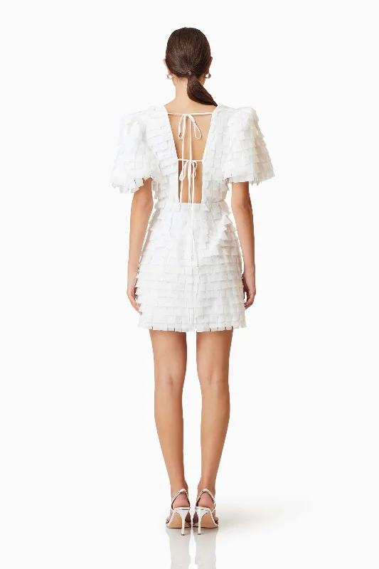 Hailey Textured 3D Mini Dress In White