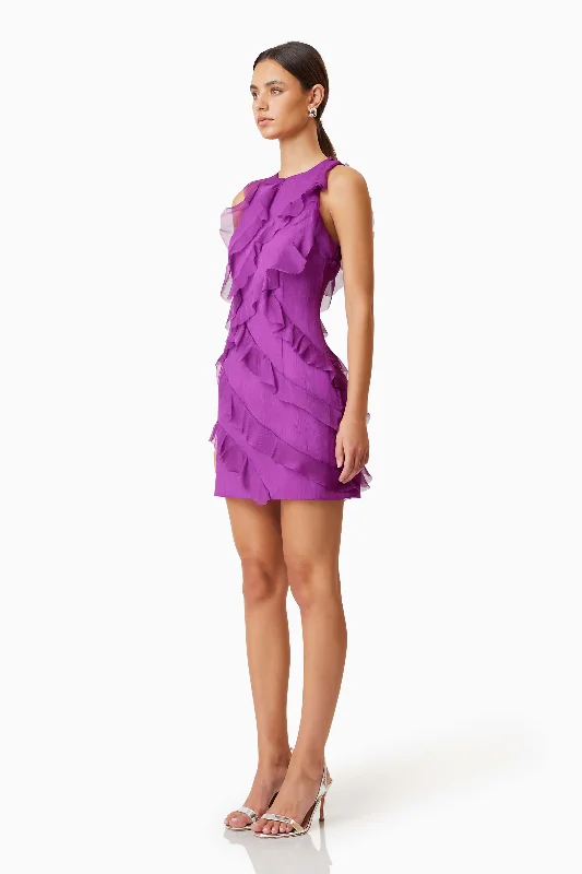 Mia Sheer Party Mini Dress In Purple