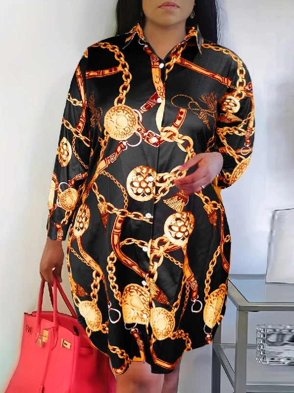 Women's Printed Fashion Designer Shirt Long-Sleeve Tops (Plus Size)