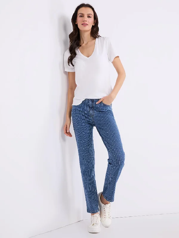 Striped Slim Leg Jeans