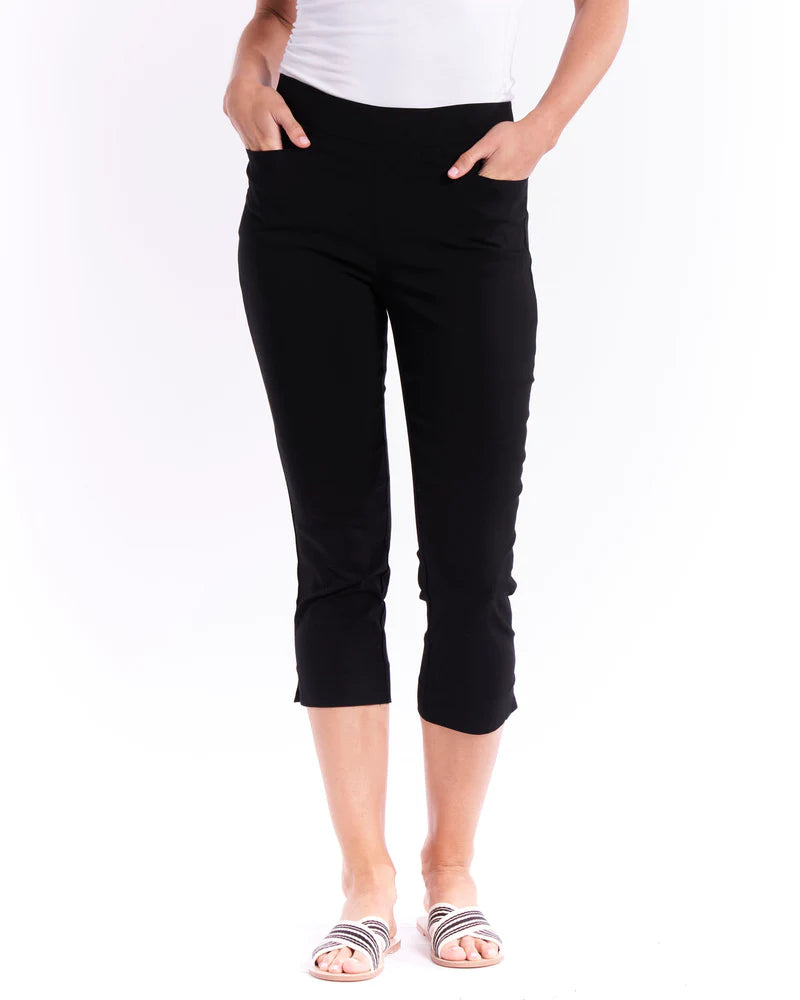 Betty Basics Crop Bengaline Stretchy Legging Pants - Black