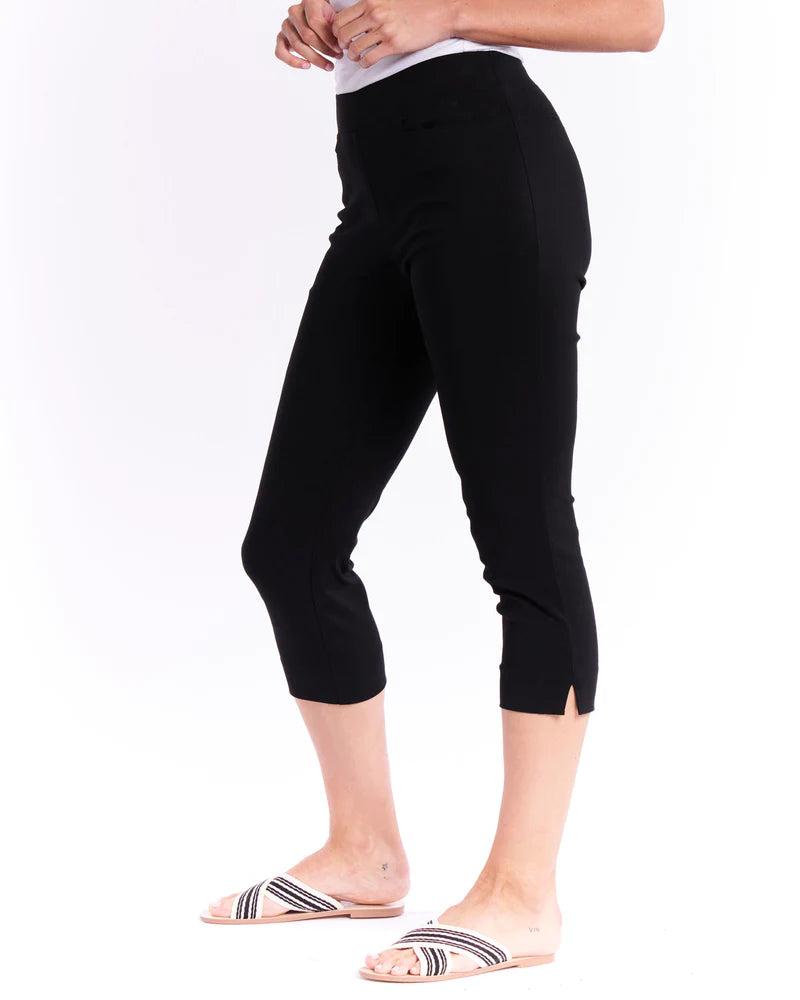 Betty Basics Crop Bengaline Stretchy Legging Pants - Black