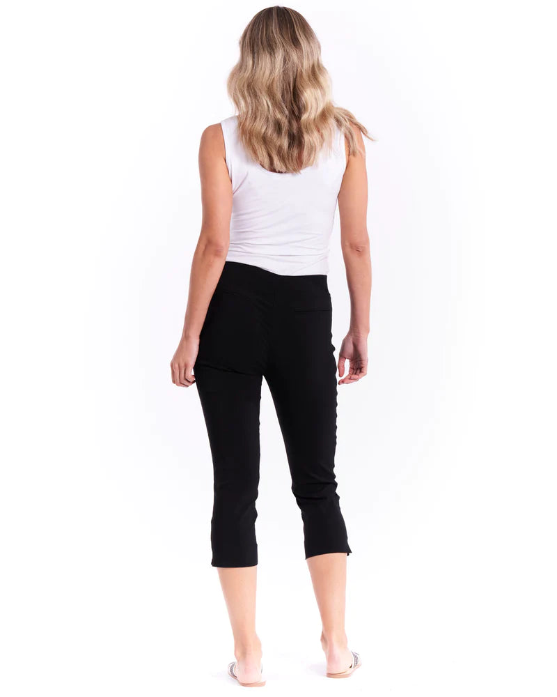 Betty Basics Crop Bengaline Stretchy Legging Pants - Black