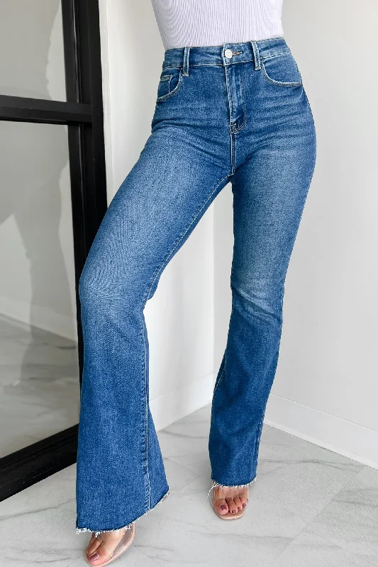 Brynn High Rise Raw Cut Risen Non Distressed Jeans (Dark)