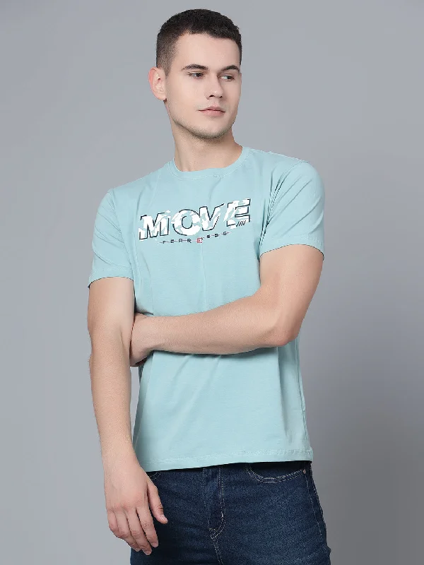 Cantabil Men Light Teal T-Shirt