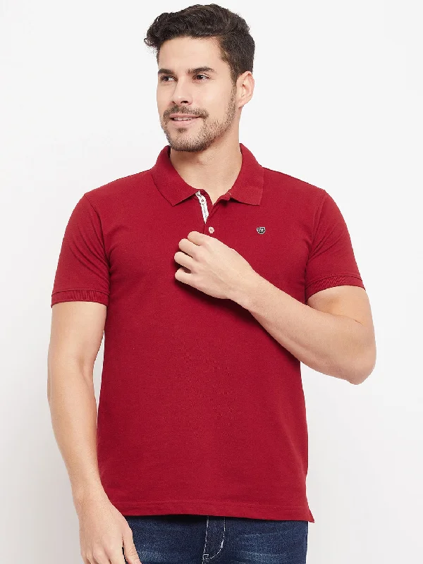 Cantabil Men Maroon T-Shirt