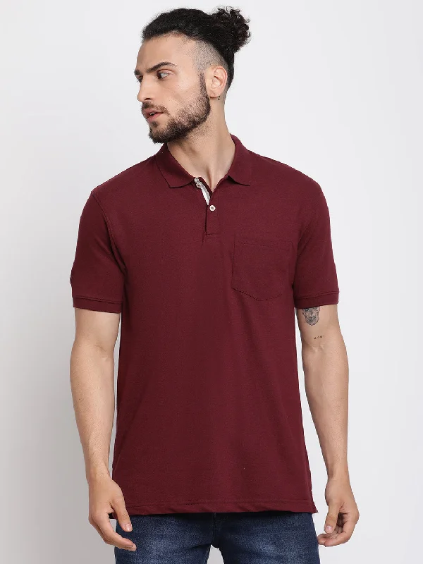 Cantabil Men's Burgundy T-Shirt