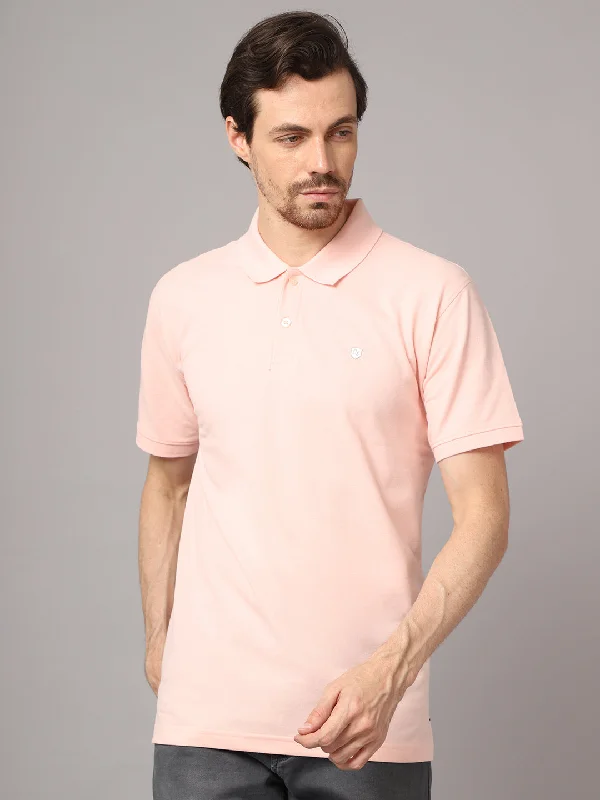 Cantabil Mens Light Pink T-Shirt