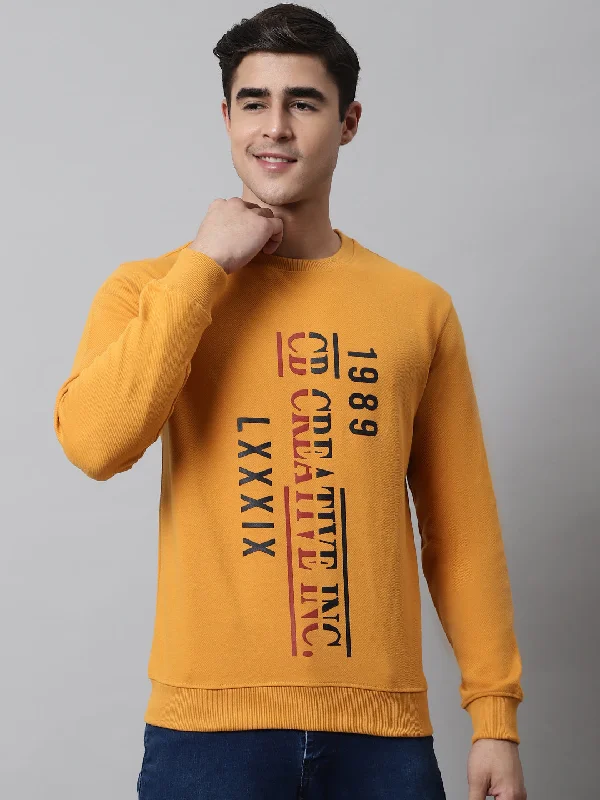 Cantabil Men Round Neck Full Sleeves Winter Wear Mustard T-Shirt