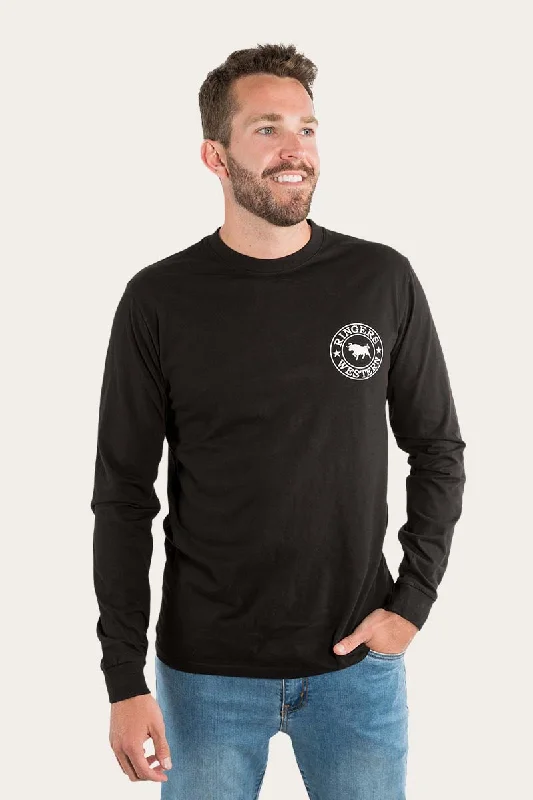 Signature Bull Mens Classic Fit Long Sleeve T-Shirt - Black/White