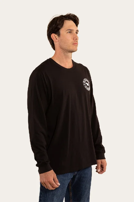 Signature Bull Mens Loose Fit Long Sleeve T-Shirt - Black/White