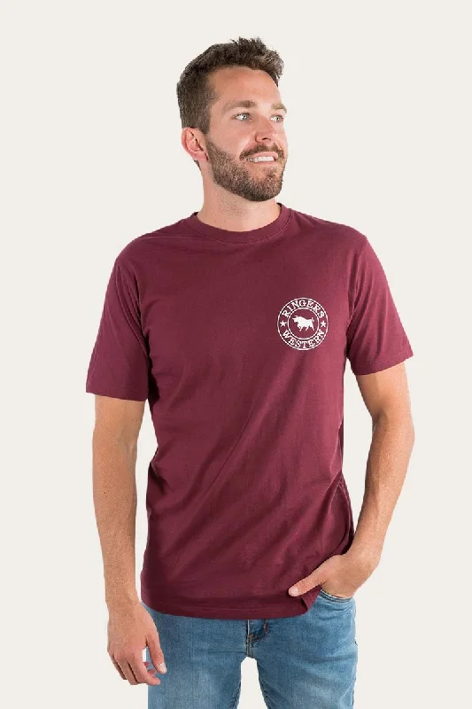 Signature Bull Mens Classic T-Shirt - Burgundy/White