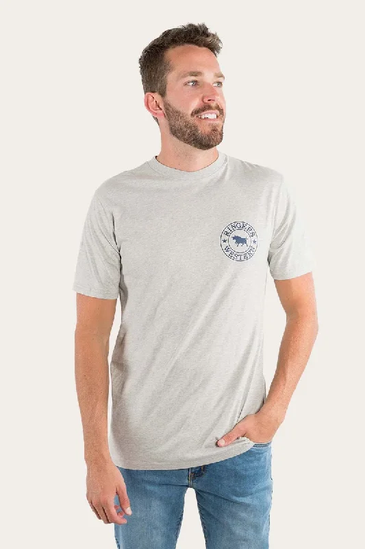 Signature Bull Mens Classic T-Shirt - Grey Marle/Navy