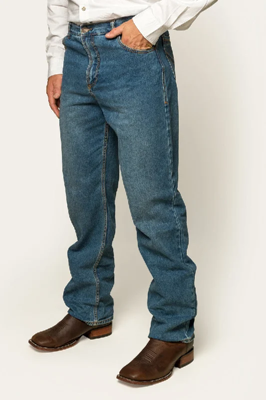 Station Hill Mens Relaxed Fit Jean - Mid Wash Blue