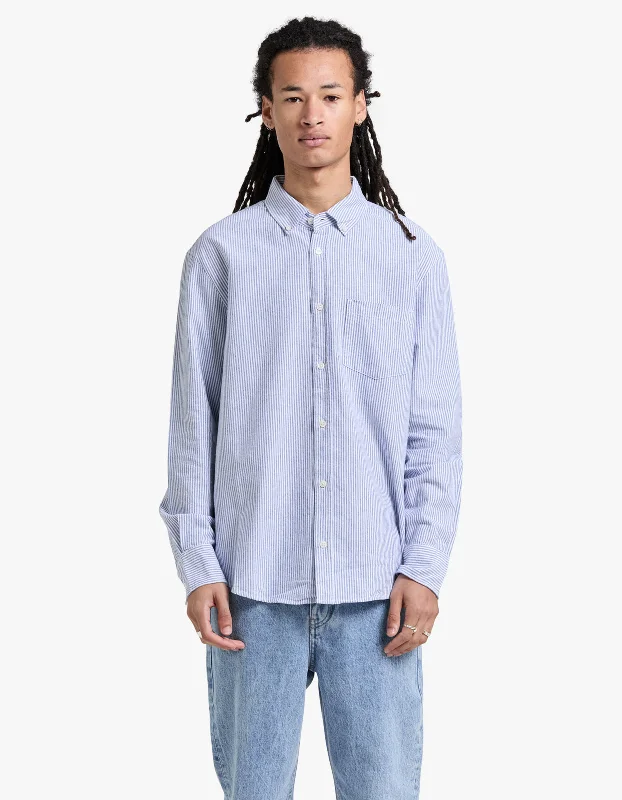 Oxford Shirt - Mid Blue Stripe