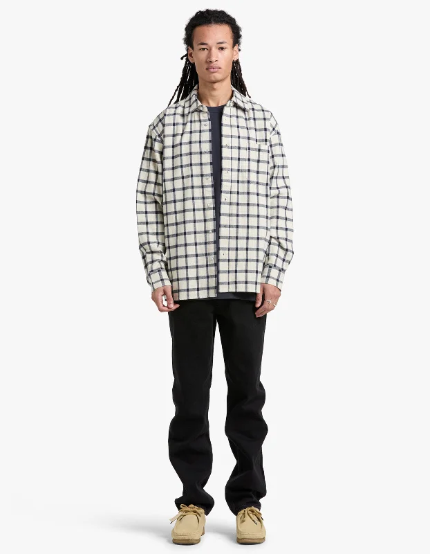 Reuben Check Overshirt - Limestone/True Navy