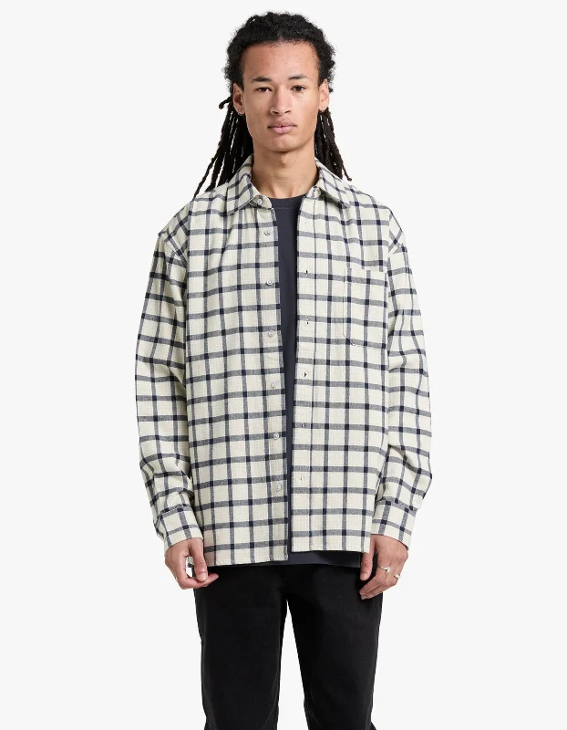 Reuben Check Overshirt - Limestone/True Navy