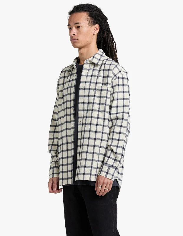 Reuben Check Overshirt - Limestone/True Navy