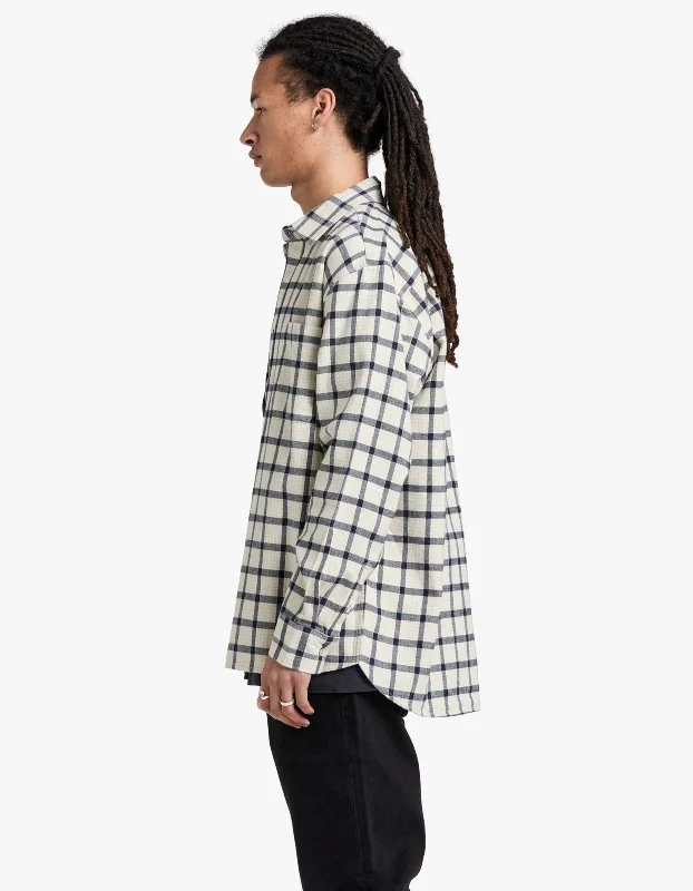 Reuben Check Overshirt - Limestone/True Navy