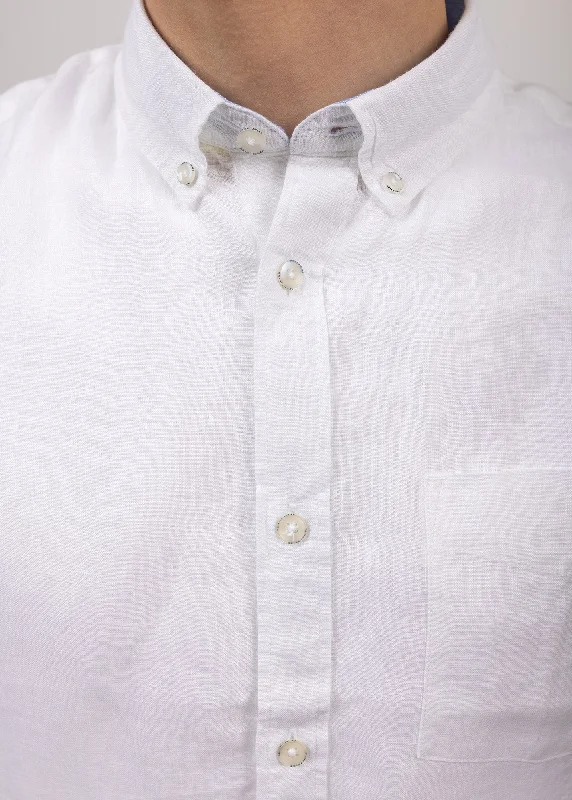 Clément short sleeve shirt - in linen poplin (BLANC)