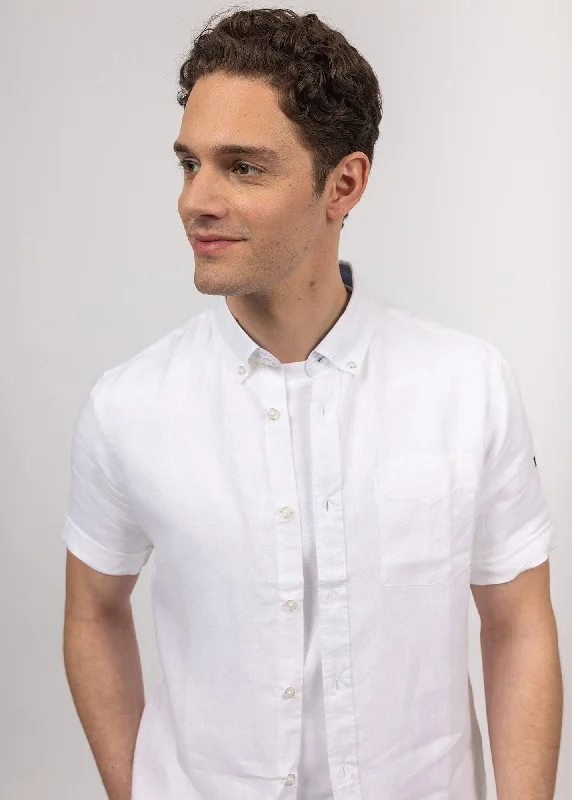 Clément short sleeve shirt - in linen poplin (BLANC)