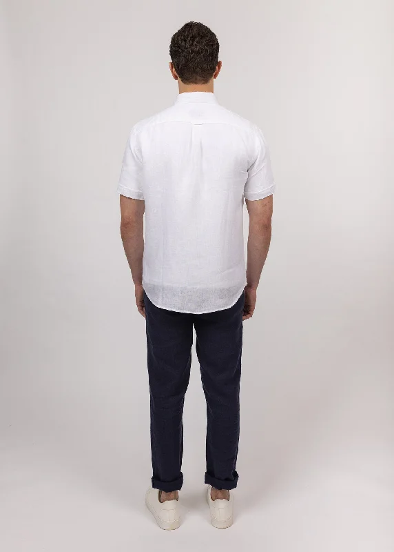 Clément short sleeve shirt - in linen poplin (BLANC)