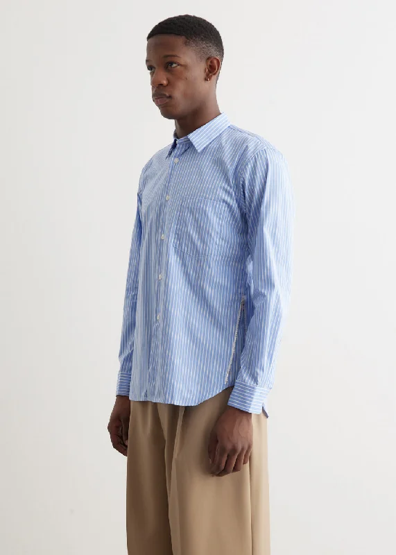 Cotton Broad Stripe Zip Gusset Shirt