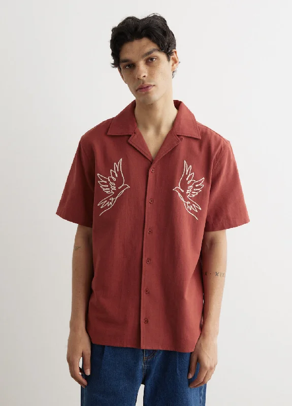 Dove Embroidered Camp Collar Shirt