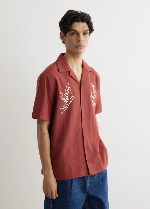 Dove Embroidered Camp Collar Shirt