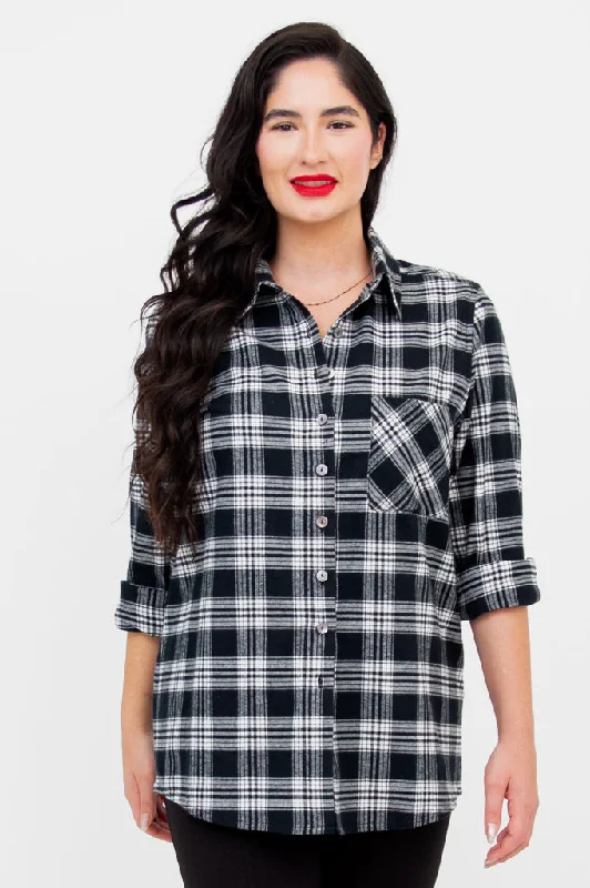 Georgia Top, Basalt Plaid, Cotton