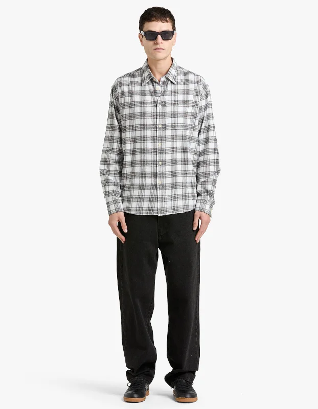 Deon Brushed Flannel Shirt 5465 - Creme/Green Check 703