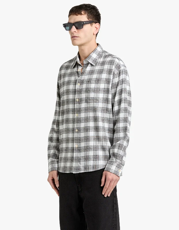 Deon Brushed Flannel Shirt 5465 - Creme/Green Check 703