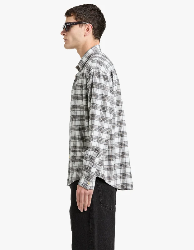 Deon Brushed Flannel Shirt 5465 - Creme/Green Check 703