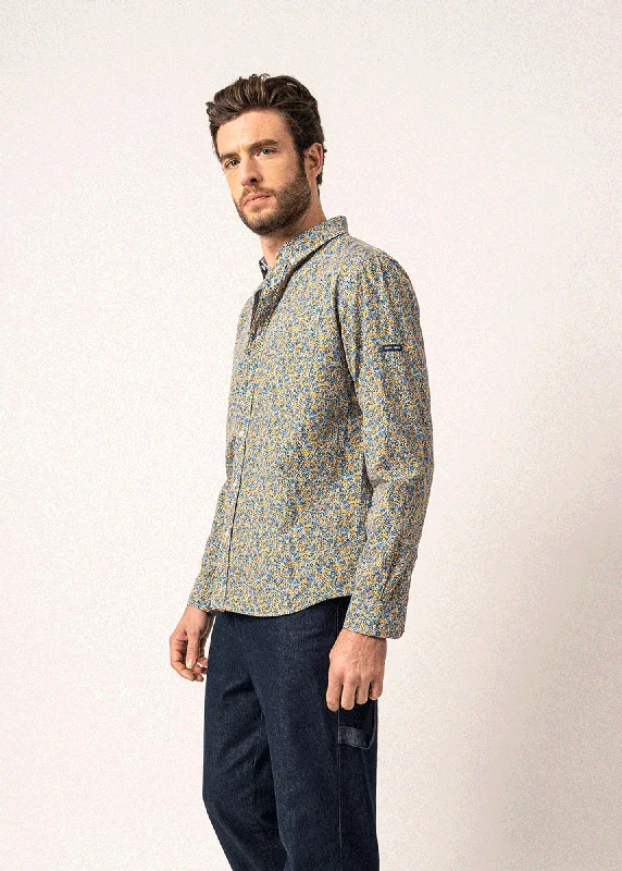 Veli Floral Patterned Shirt - in cotton poplin (AMBRE/GITANE)