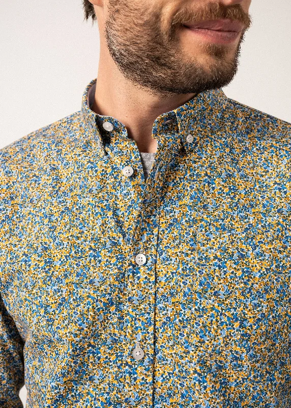 Veli Floral Patterned Shirt - in cotton poplin (AMBRE/GITANE)