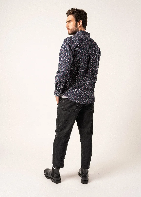 Vinny Floral Patterned Shirt - in cotton poplin (AMIRAL/PRUNE)