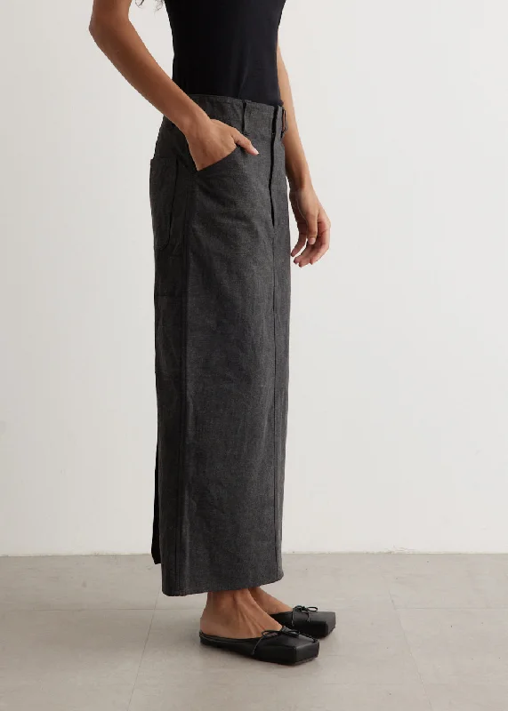 Washed Hard Twist Canvas Skirt