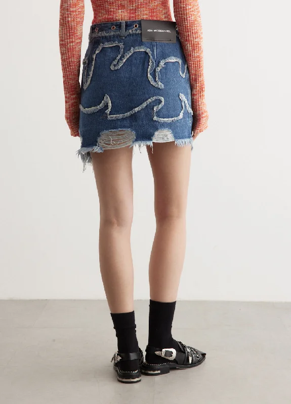 Miako Wave Denim Mini Skirt