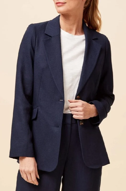 Linen Blend Blazer | Navy