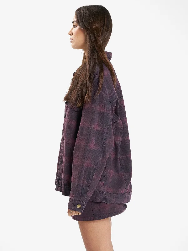 Morgan Barrio Check Jacket - Deep Plum