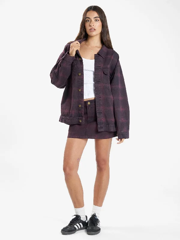 Morgan Barrio Check Jacket - Deep Plum