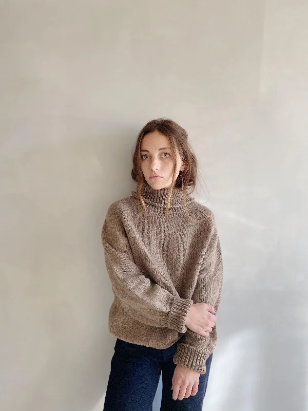 nina bell sleeve turtleneck in cocoa