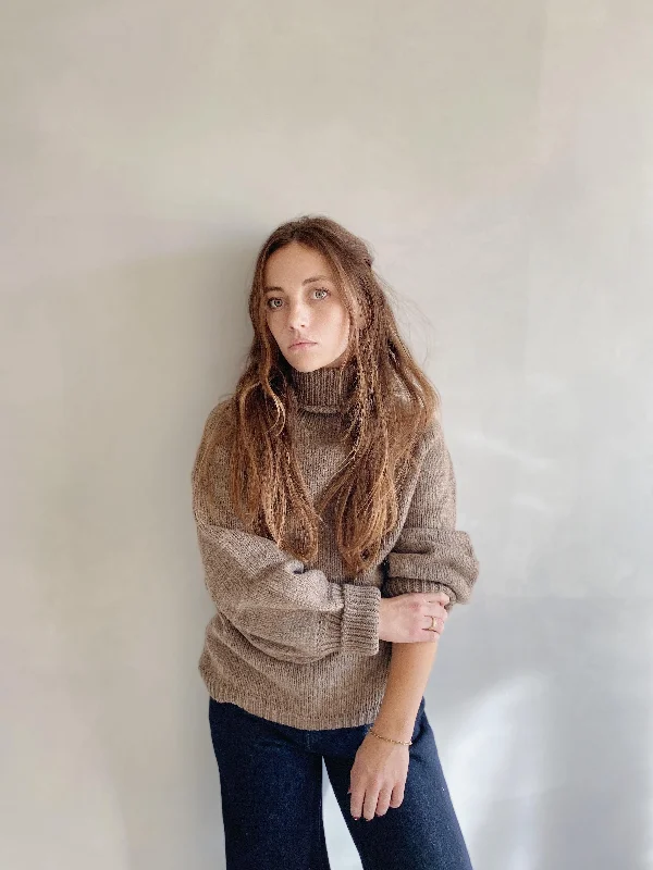 nina bell sleeve turtleneck in cocoa