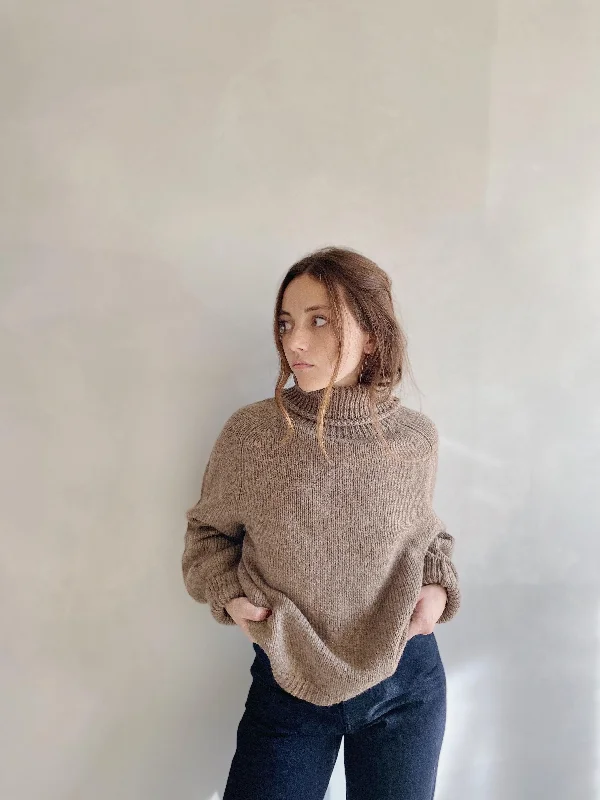 nina bell sleeve turtleneck in cocoa