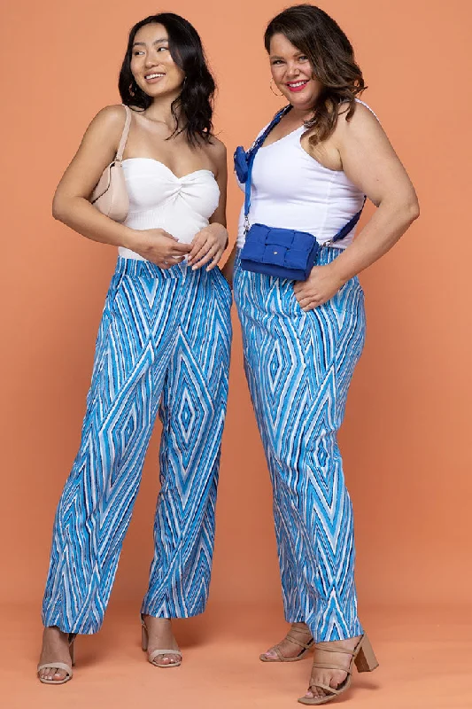 FINAL SALE | Lucille Pants Mimi Print Blue