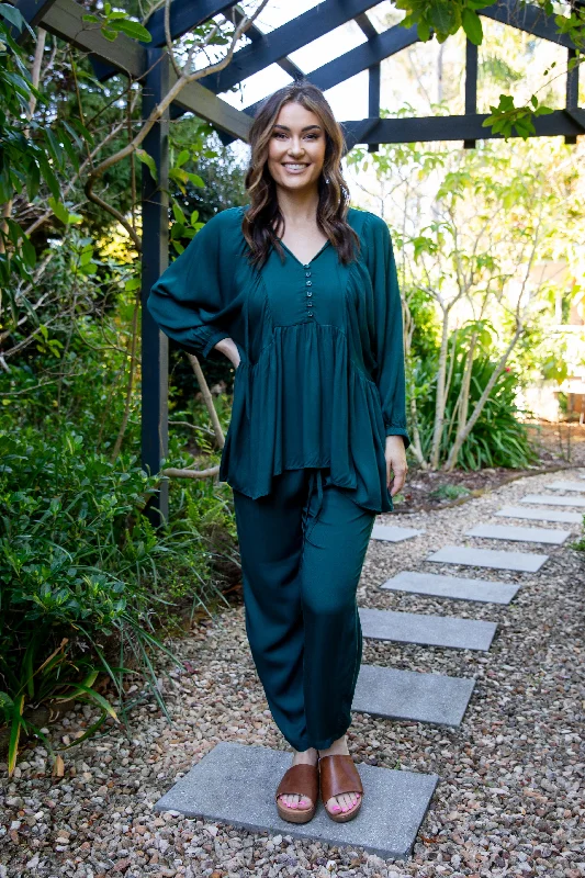 FINAL SALE Olivia Pant in Peacock Green