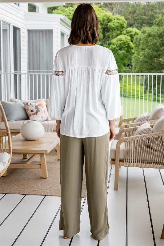 FINAL SALE | Sass Portia Elastic Back Pants With Belt Khaki