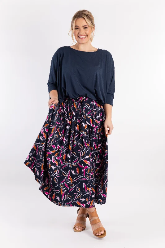 FINAL SALE Twirl Tie Skirt in Botanical Night