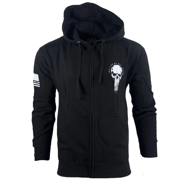 Flag Skull Po Hood - Black